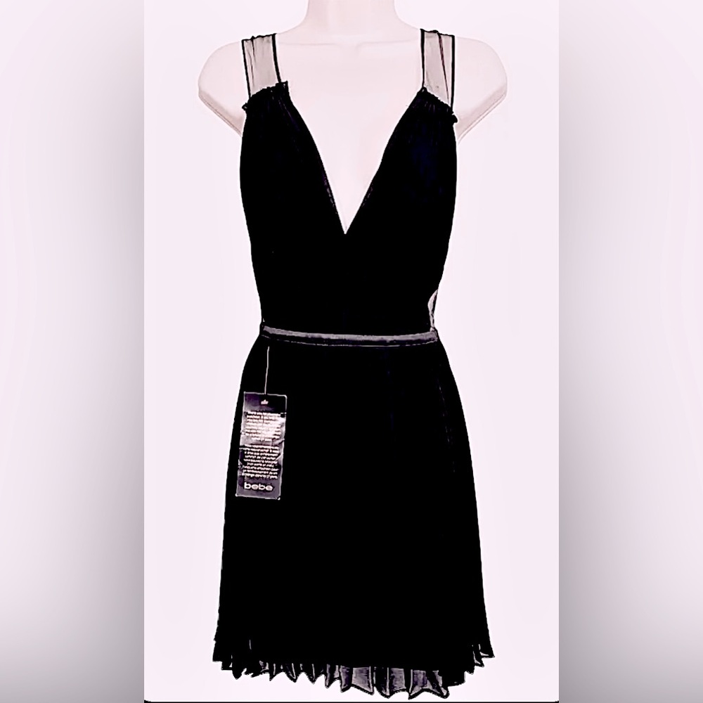 Bebe Pleated Tulle Dress
